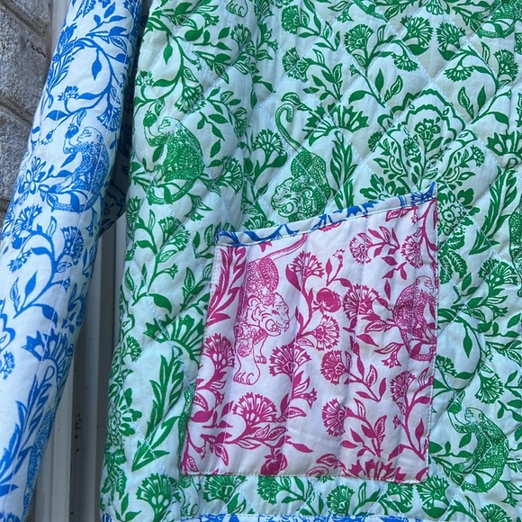 Roller Rabbit Multicolor Block Print Cotton Quilted Jacket - Picture 3 of 13